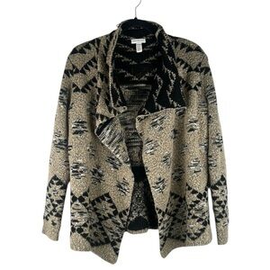 Full Tilt Boho Aztec Knit Classic Fall Winter Minimalist Open Cardigan Small